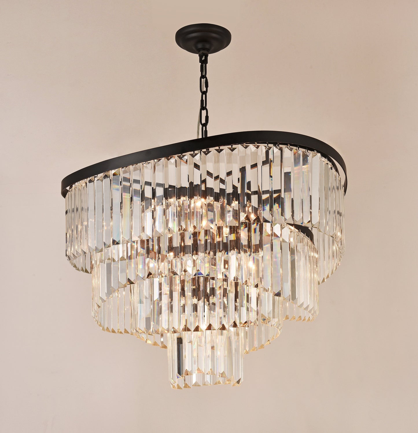 Roundel Odeon Fringe Crystal Chandelier-Meet Lighting