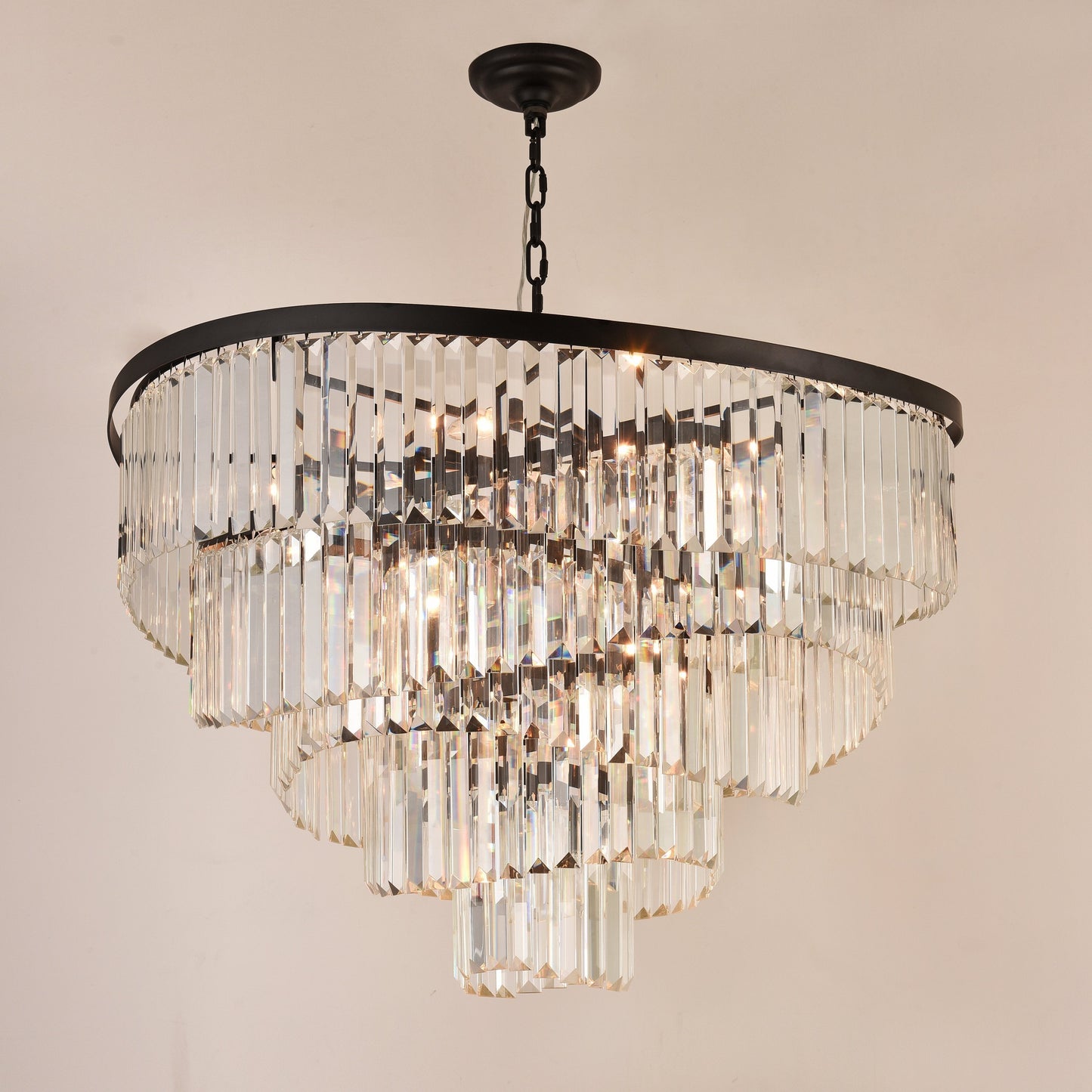 Roundel Odeon Fringe Crystal Chandelier-Meet Lighting