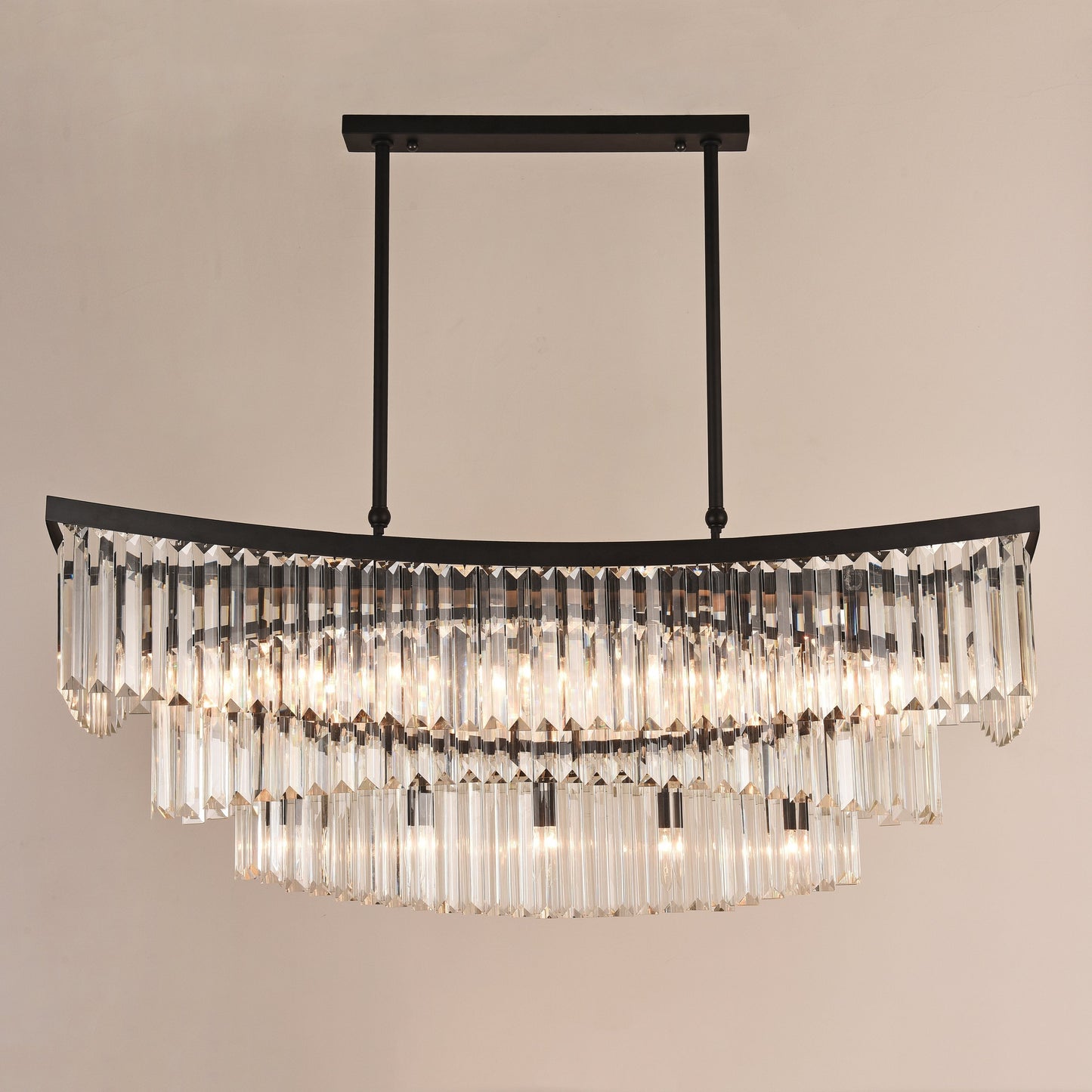 Roundel Rectangular Odeon Fringe Crystal Chandelier-Meet Lighting