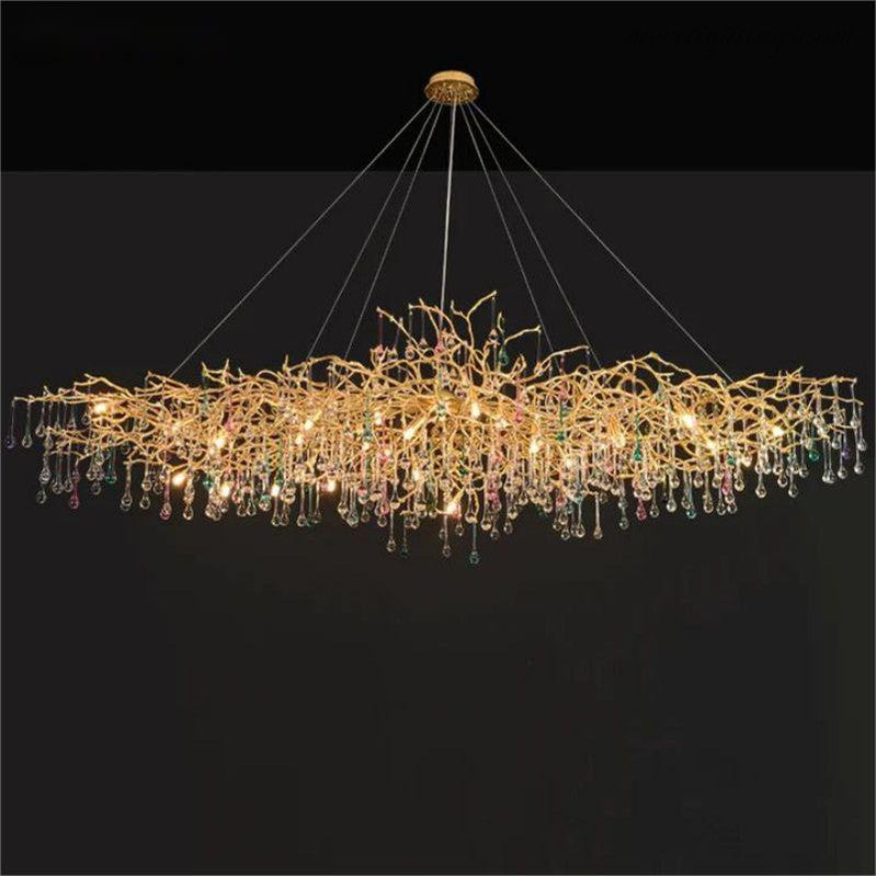 Runl Colorful Crystal Raindrop Aluminum Branch Chandelier-MEET LIGHTING