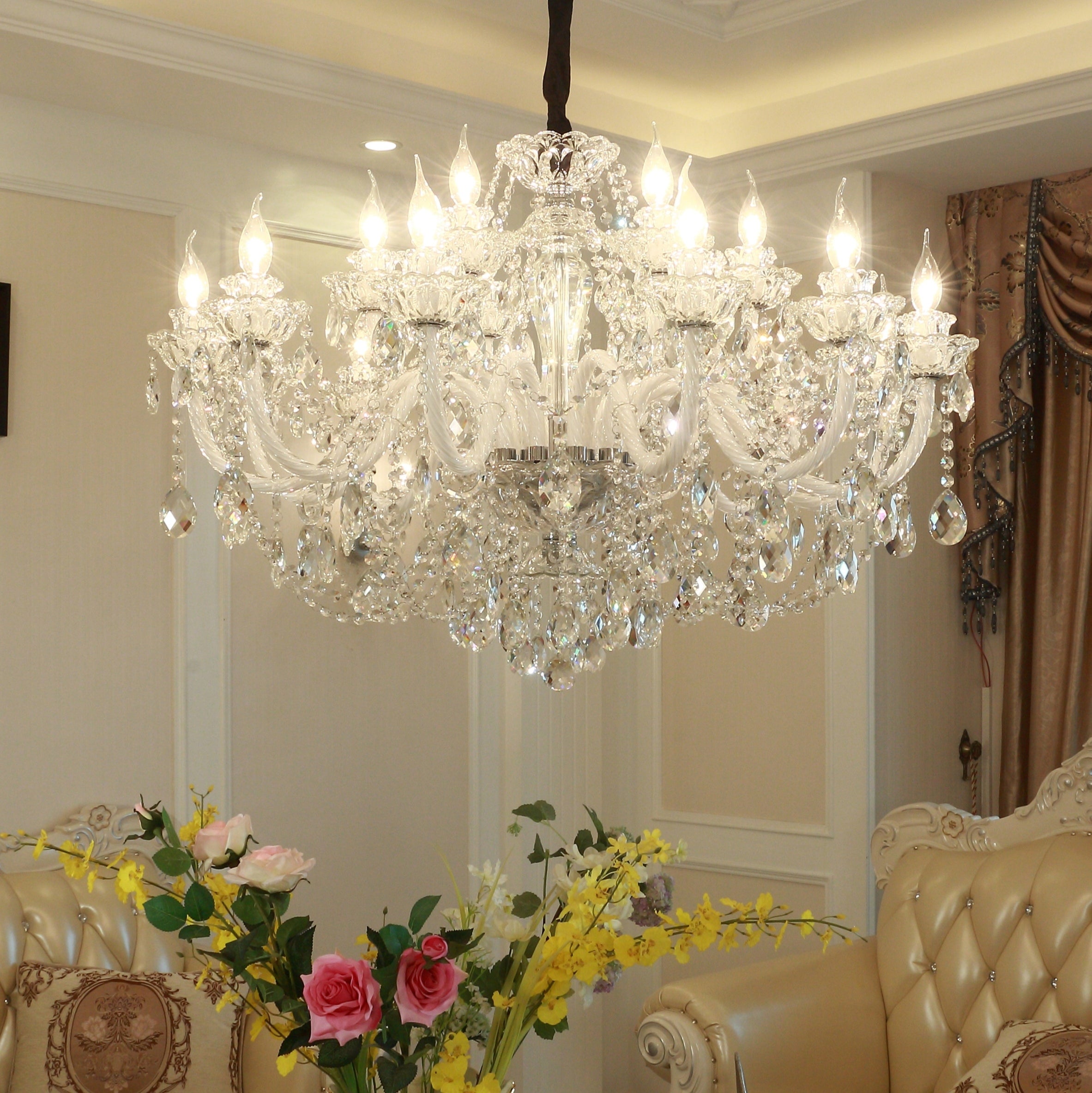 Rustic Antique European Candle Crystal Chandelier Popular Farmhouse Ceiling Light Fixture For Living Room-MEET LIGHTING