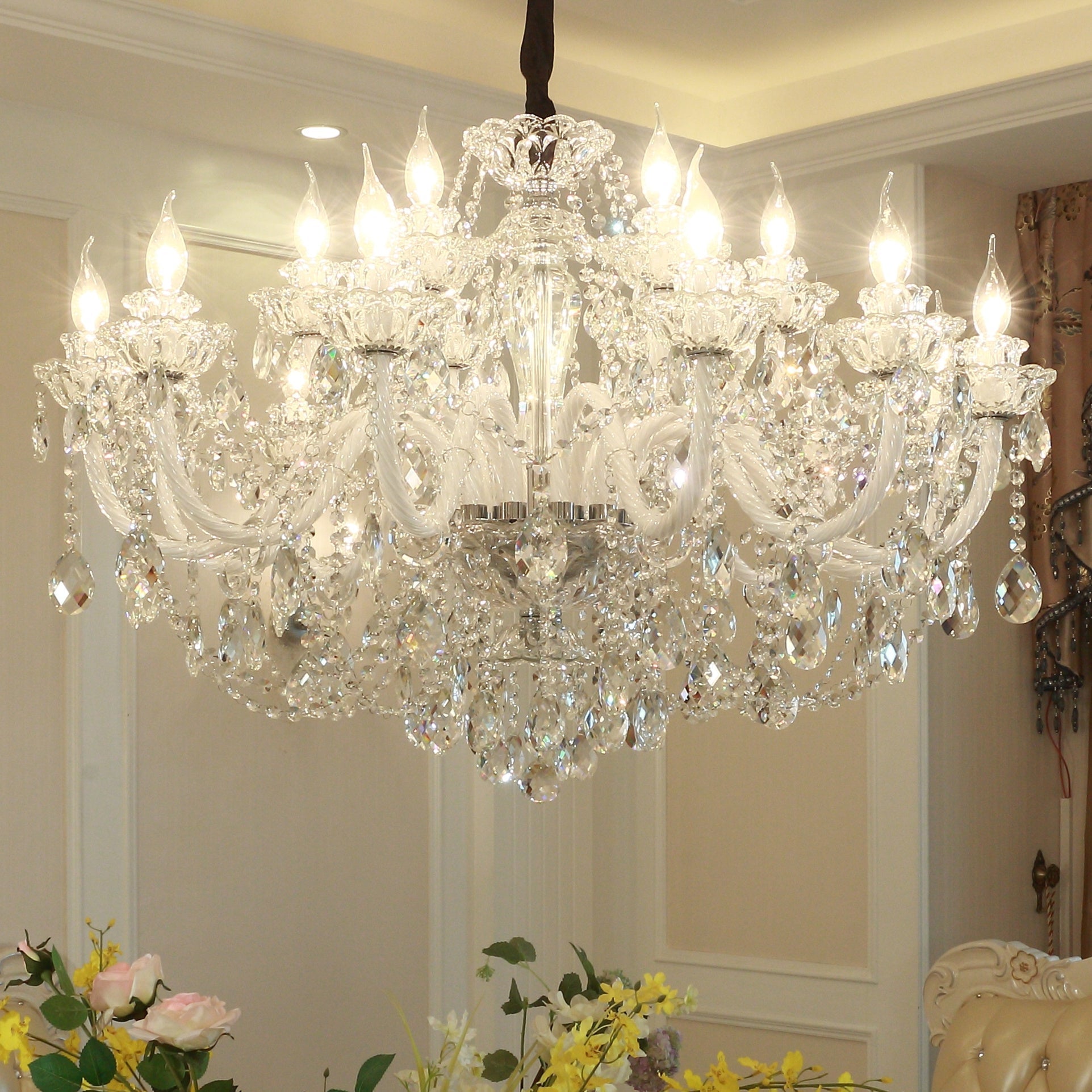 Rustic Antique European Candle Crystal Chandelier Popular Farmhouse Ceiling Light Fixture For Living Room-MEET LIGHTING