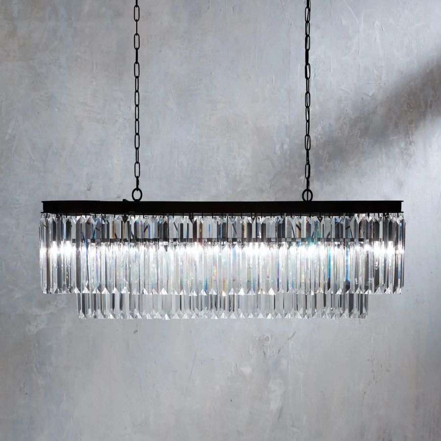 Ryan Tiered Rectangular Chandelier-MEET LIGHTING