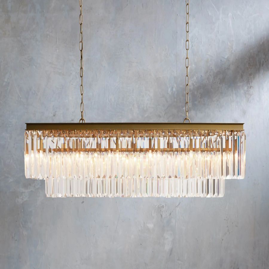 Ryan Tiered Rectangular Chandelier-MEET LIGHTING