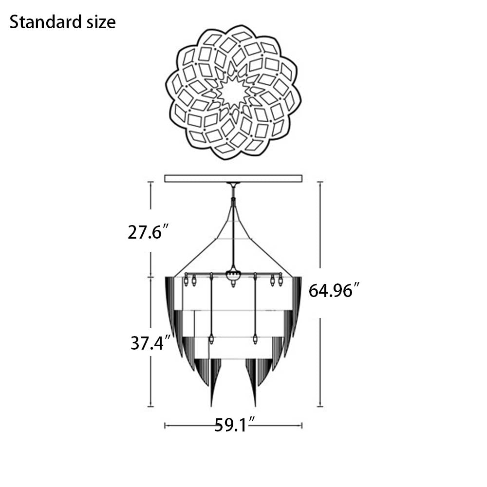 Oversized Post-Modern Aluminium Chain Tassel Pendant Chandelier for Large Living Room/Staircase/Villa-MEET LIGHTING