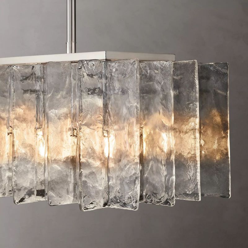 Lattic Clear Glass Rectangular Chandelier 49"-MEET LIGHTING