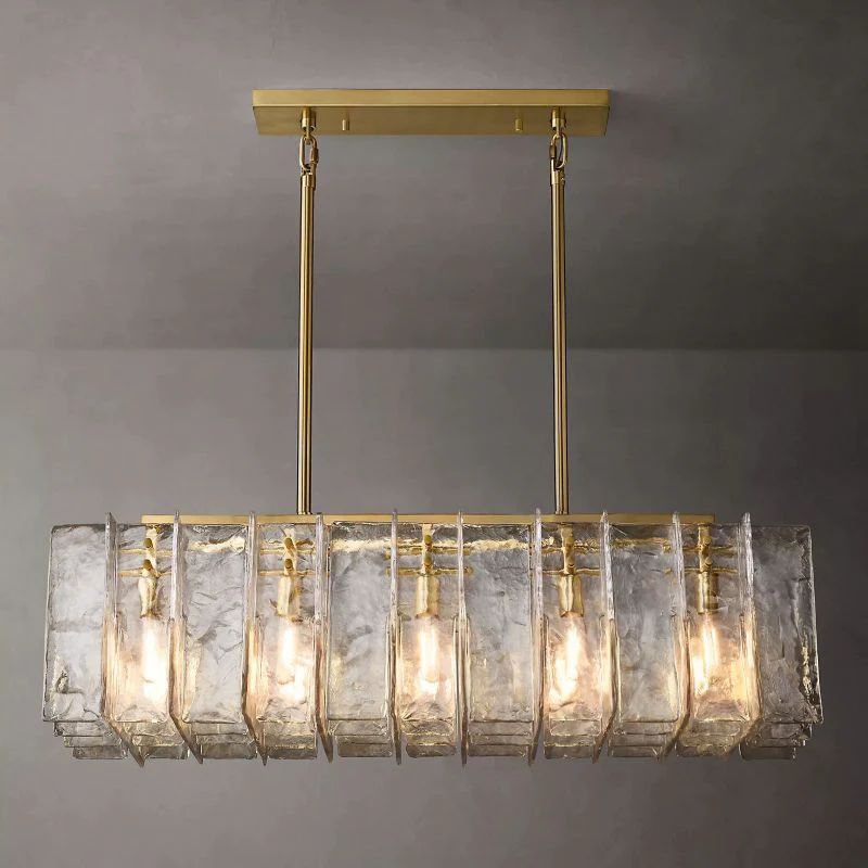 Lattic Clear Glass Rectangular Chandelier 49"-MEET LIGHTING