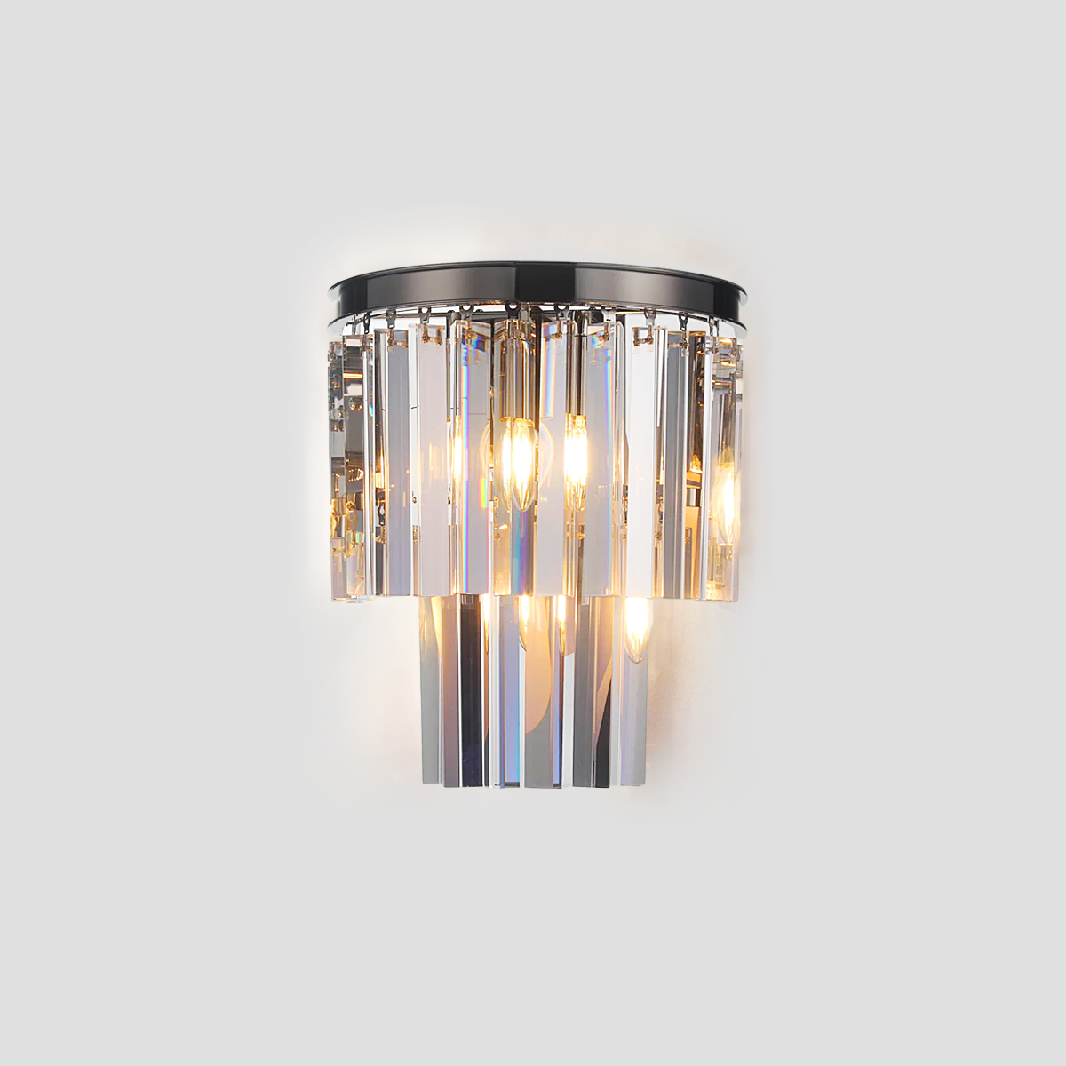 Odeom 2-Tier Crystal Semi-Round Sconce