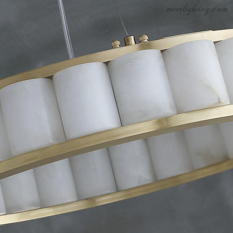 Scott Alabaster Circle Round Chandeliers-Meet Lighting