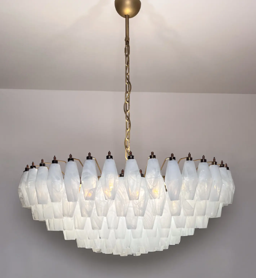 Murano Chandelier – Poliedri – 185 glass – White Alabaster by Meetlighting