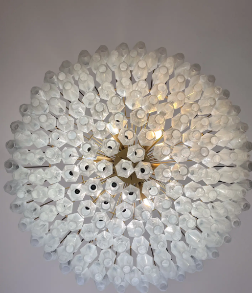 Murano Chandelier – Poliedri – 185 glass – White Alabaster by Meetlighting