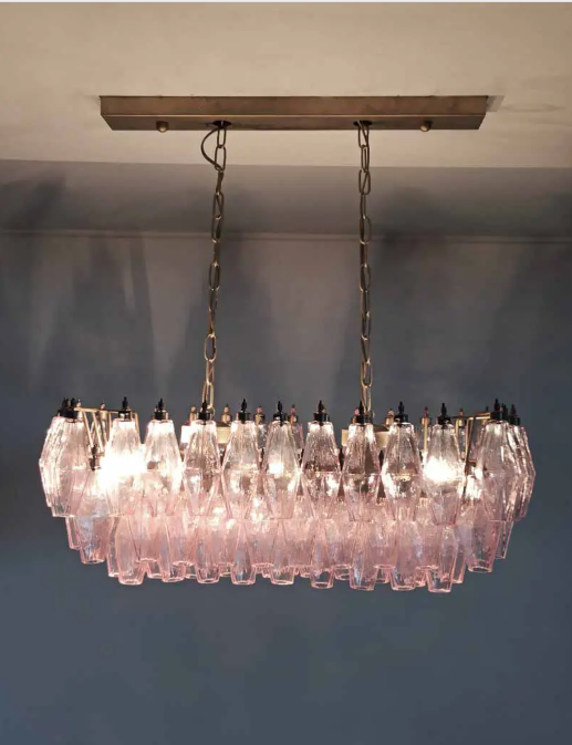 Murano Chandelier – Poliedri – 84 glasses – Pink by Meetlighting