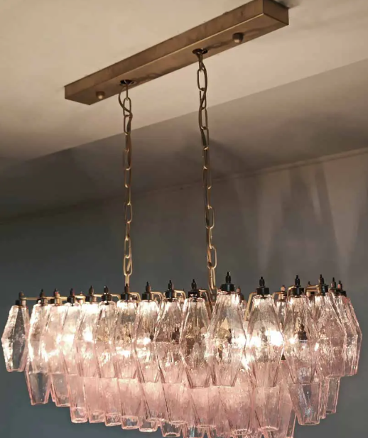 Murano Chandelier – Poliedri – 84 glasses – Pink by Meetlighting