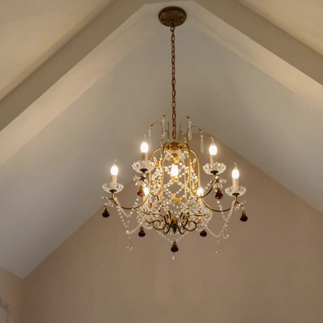 Ornate French Antique Crystal Ceiling Chandelier-MEET LIGHTING