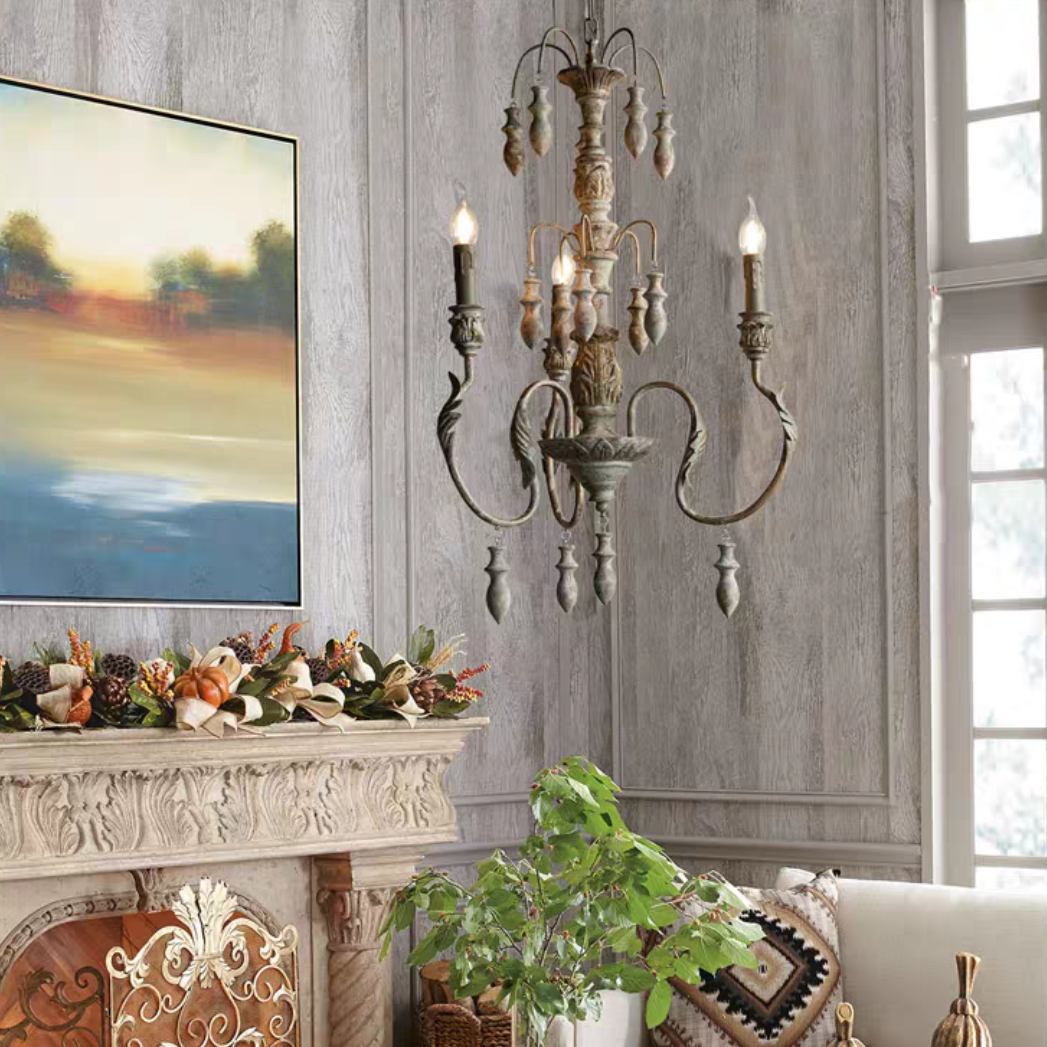 French Vintage Candle Chandelier for Living Room/Bedroom-MEET LIGHTING