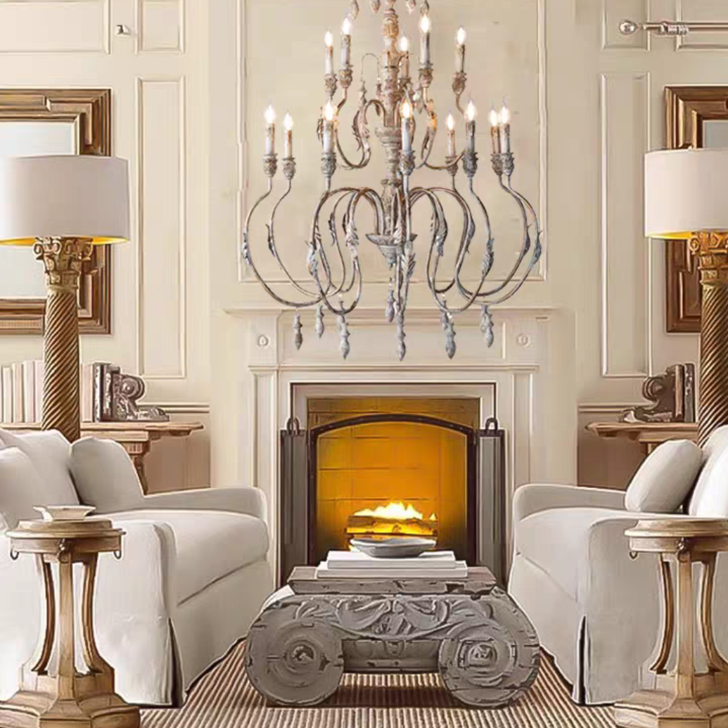 French Vintage Candle Chandelier for Living Room/Bedroom-MEET LIGHTING