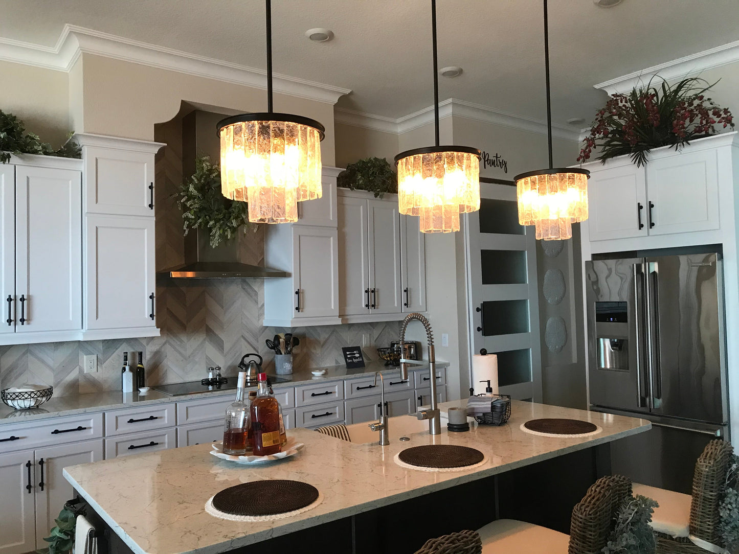 Seline Textured Glass Kitchen Island Pendant Light-Meet Lighting