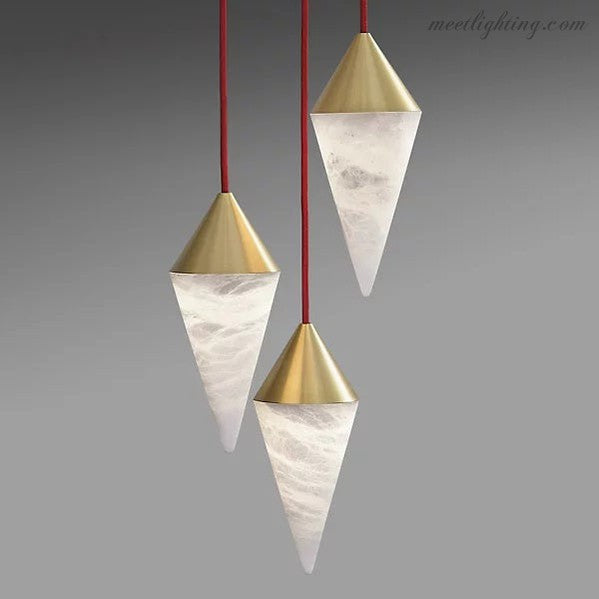 Serena Alabaster Contemporary Alabaster Cone Chandelier-MEET LIGHTING