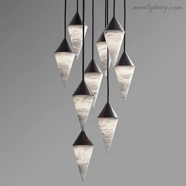 Serena Alabaster Contemporary Alabaster Cone Chandelier-MEET LIGHTING