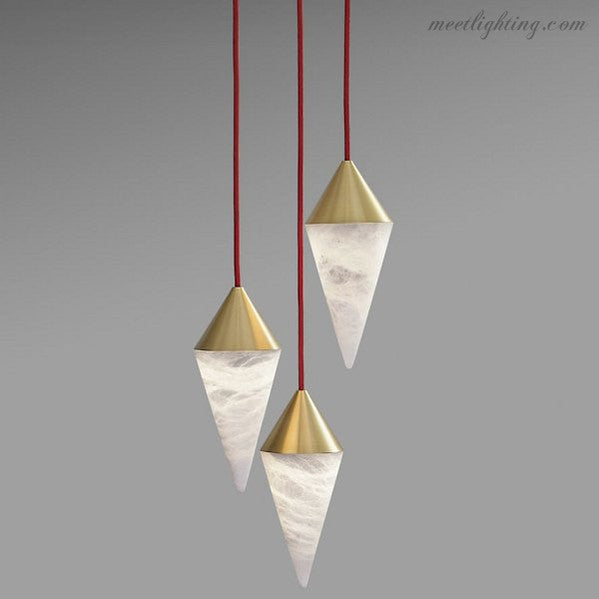 Serena Alabaster Contemporary Alabaster Cone Chandelier-MEET LIGHTING