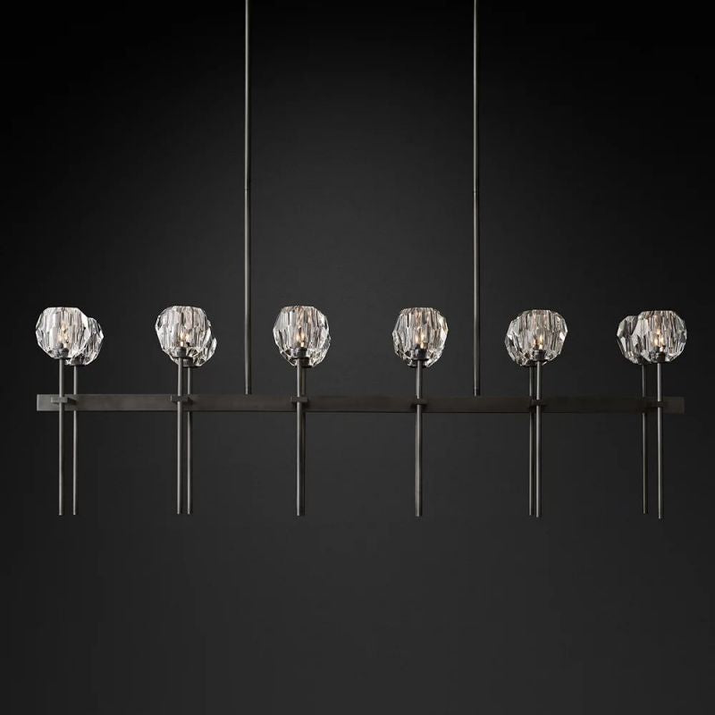 Boule Glass Double Linear Chandelier 60"