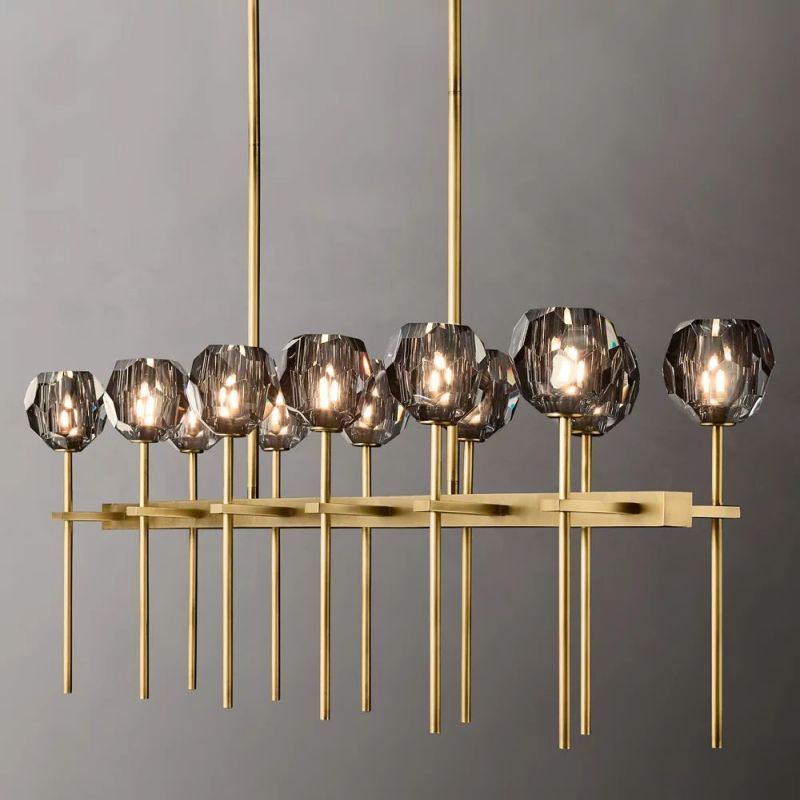 Boule Glass Double Linear Chandelier 60"