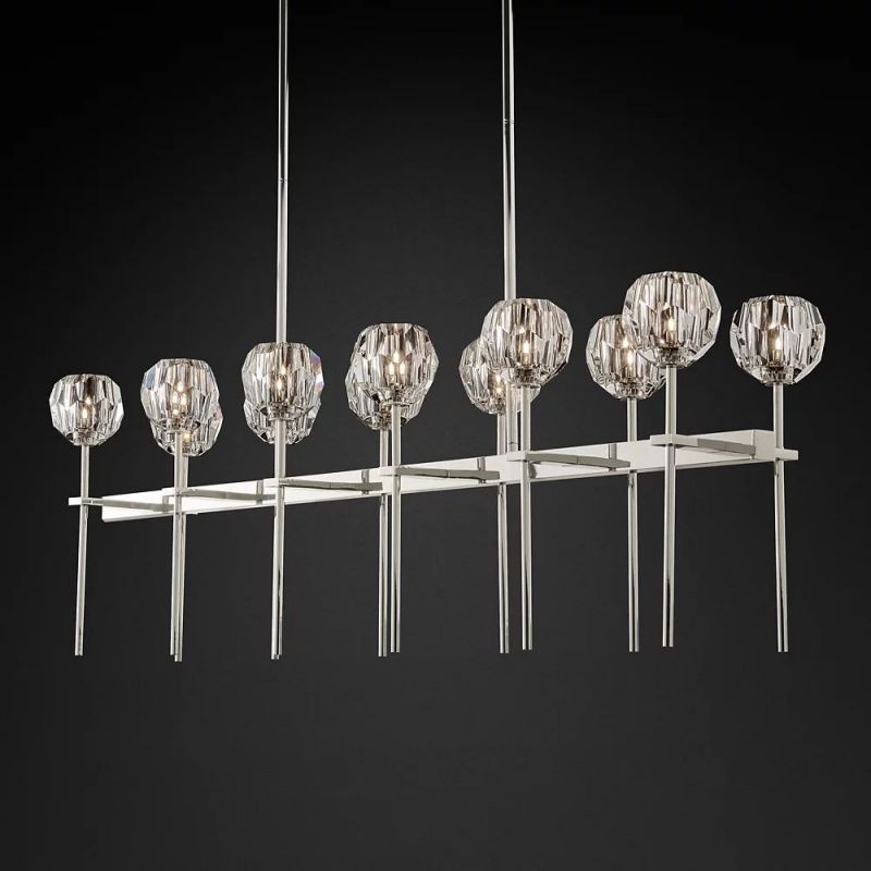 Boule Glass Double Linear Chandelier 60"
