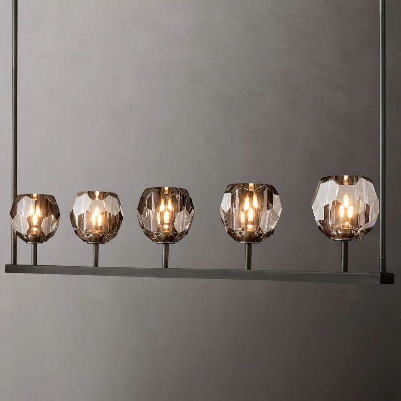 Boule Glass Linear Chandelier 48"
