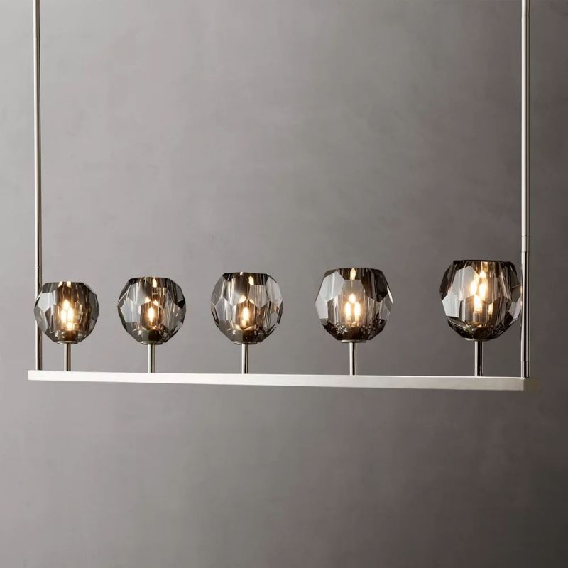 Boule Glass Linear Chandelier 48"