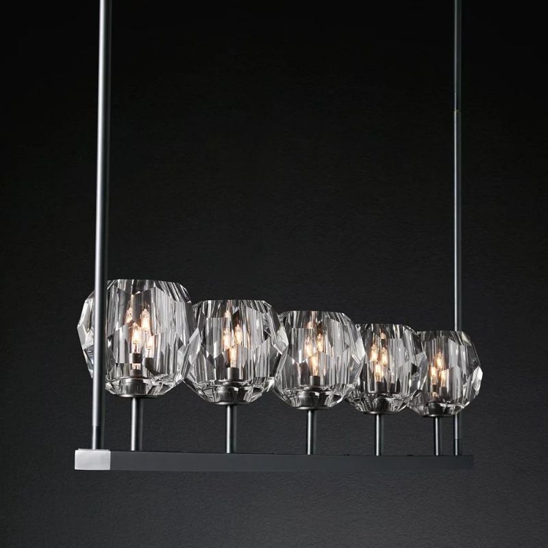 Boule Glass Linear Chandelier 60"