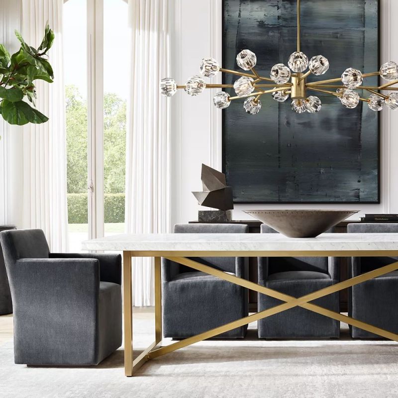 Boule Glass Oval Chandelier 72"