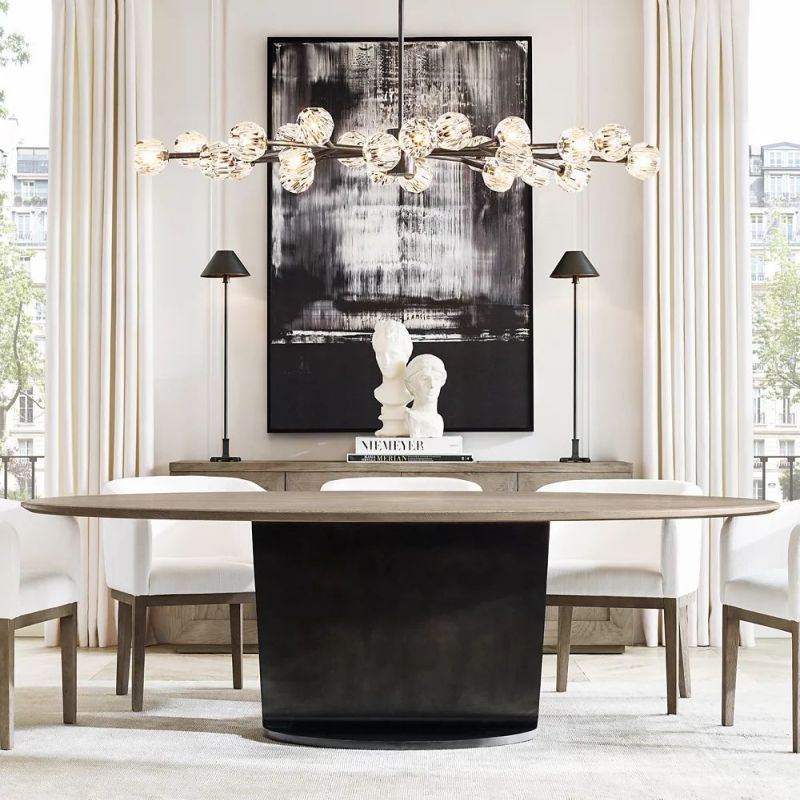 Boule Glass Oval Chandelier 72"