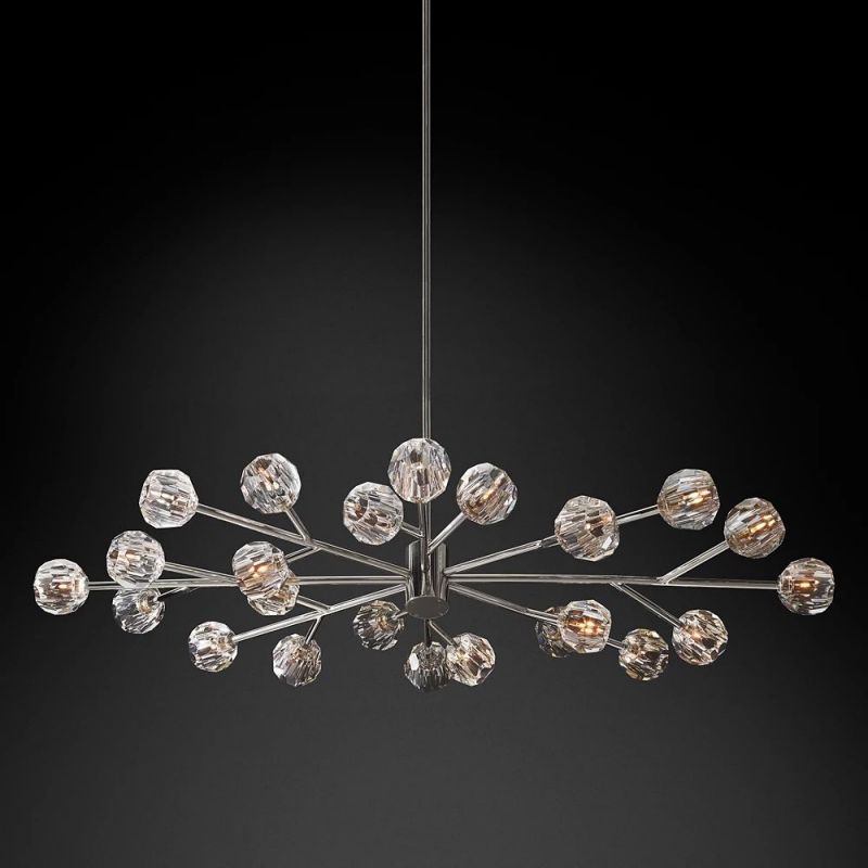 Boule Glass Oval Chandelier 72"