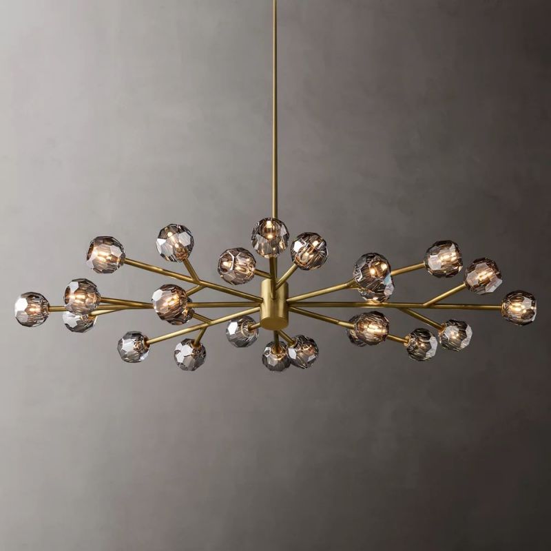 Boule Glass Oval Chandelier 72"