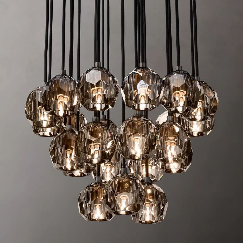 Boule Glass Round Cluster Chandelier 24"