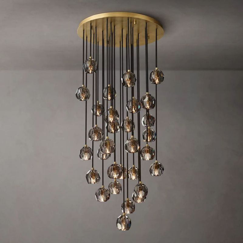 Boule Glass Round Cluster Chandelier 30"