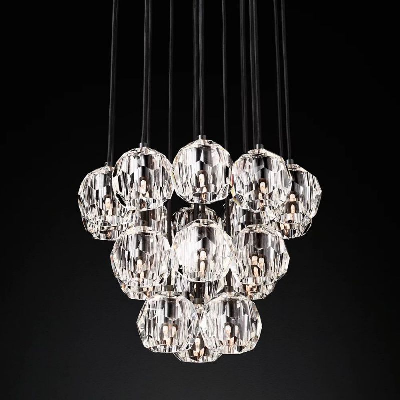 Boule Glass Round Cluster Chandelier 19"
