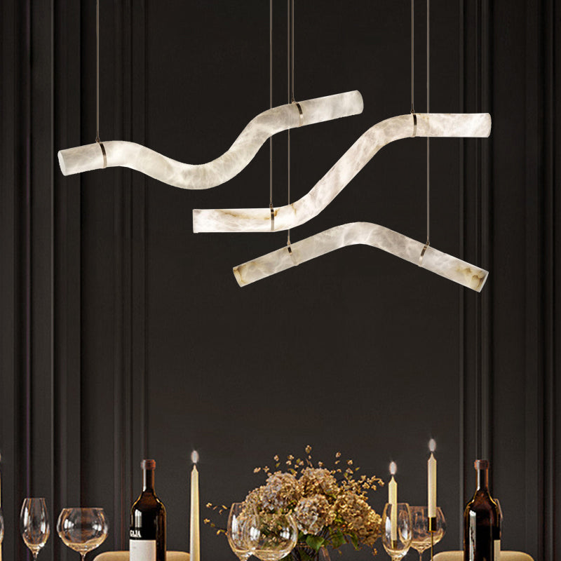 Simplicity Alabaster Linear Chandelier-MEET LIGHTING
