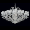 Crystal chandelier with white lampshades 