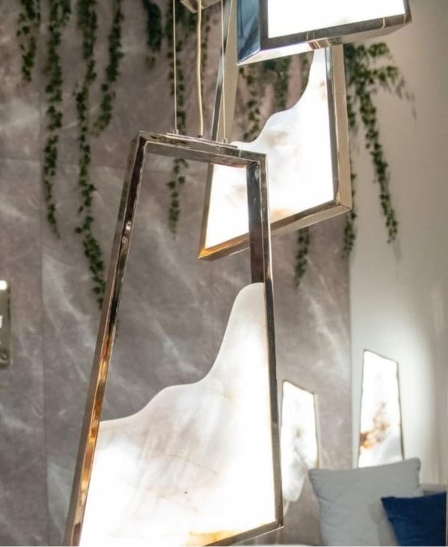 Modern Light Luxury Alabaster Chandelier in Gold Finish-MEET LIGHTING