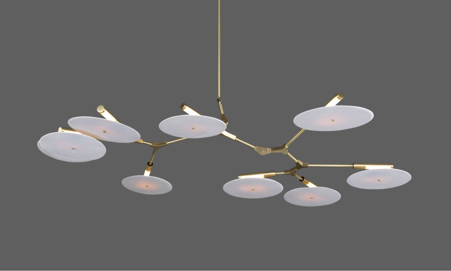 9-light Branching Disc Custom Made Flush mount -- Brushed Brass / Porcelain by Meetlighting