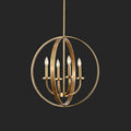 Solid 4-Light Satin Brass 22-Inch Globe Ceiling Lighting Fixture Rustic Candle Shaped Round Chandelier For Living/ Dining Room-MEET LIGHTING