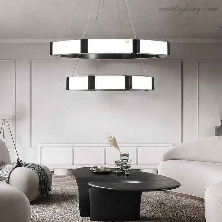 Spain Alabaster 2 Layer Dining Room Chandeliers Lighting-MEET LIGHTING