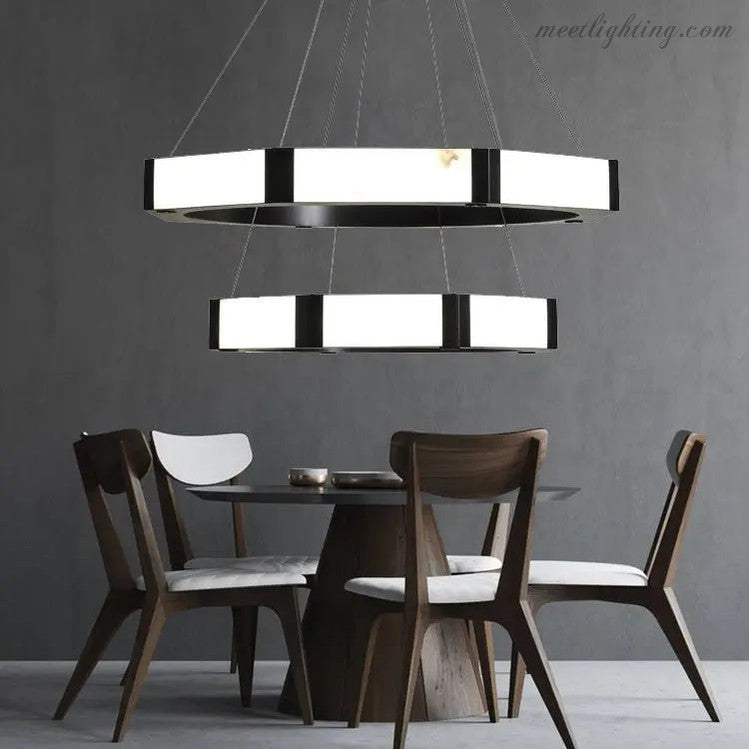 Spain Alabaster 2 Layer Dining Room Chandeliers Lighting-MEET LIGHTING