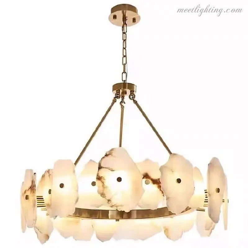 Spain Alabaster Brass Living Room Chandelier Lighting-MEET LIGHTING