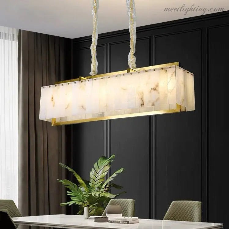 Spain Alabaster Rectangular Dining Room Chandeliers-MEET LIGHTING