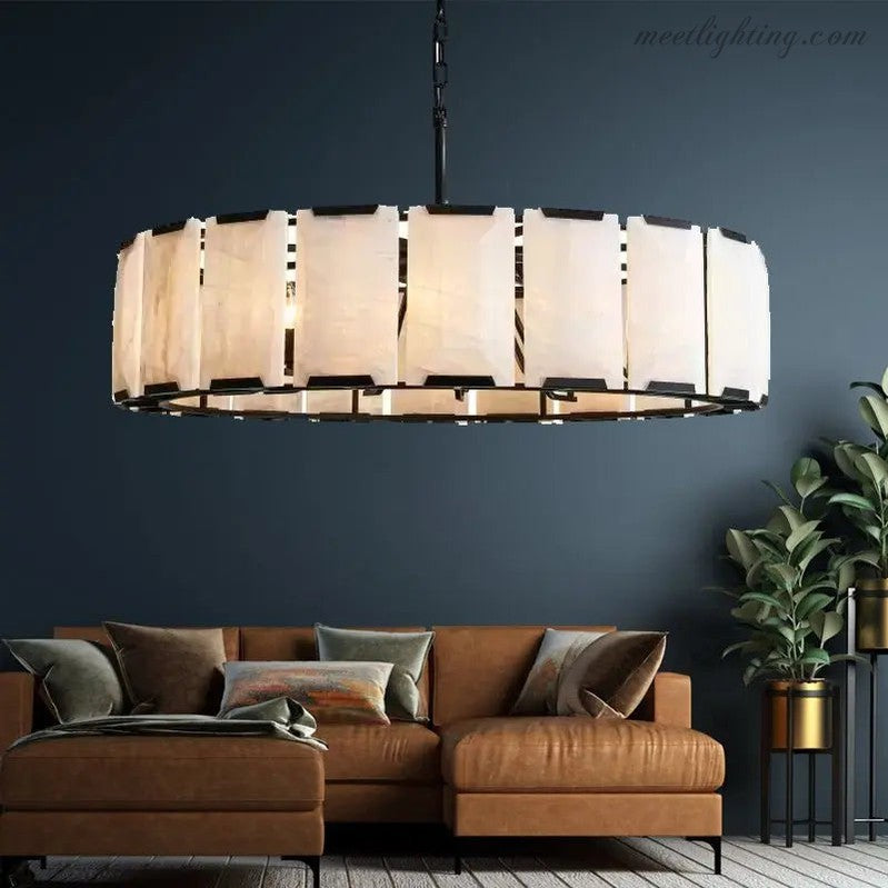 Spain Alabaster Round Modern Chandeliers Lighting-Meet Lighting