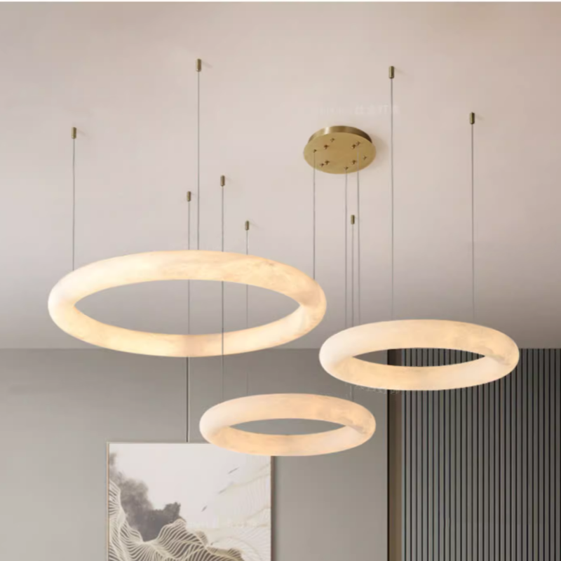 Spain Alabaster Brass Ring Pendant Lights