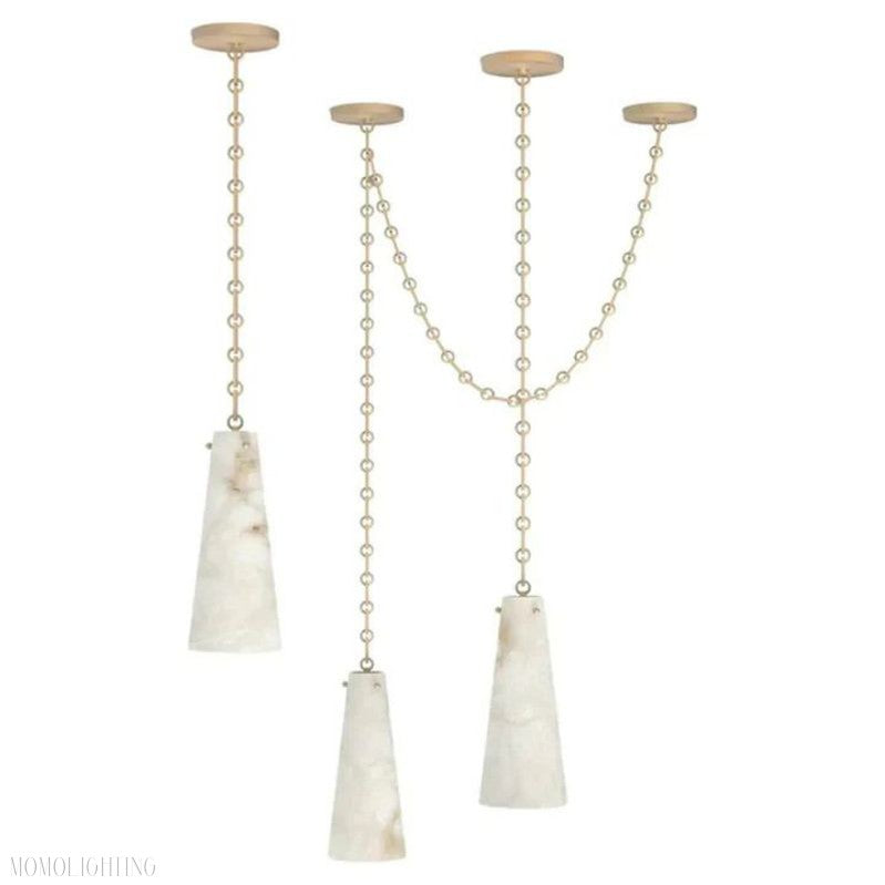 Luccas Contemporary Alabaster 3-Light Chandelier