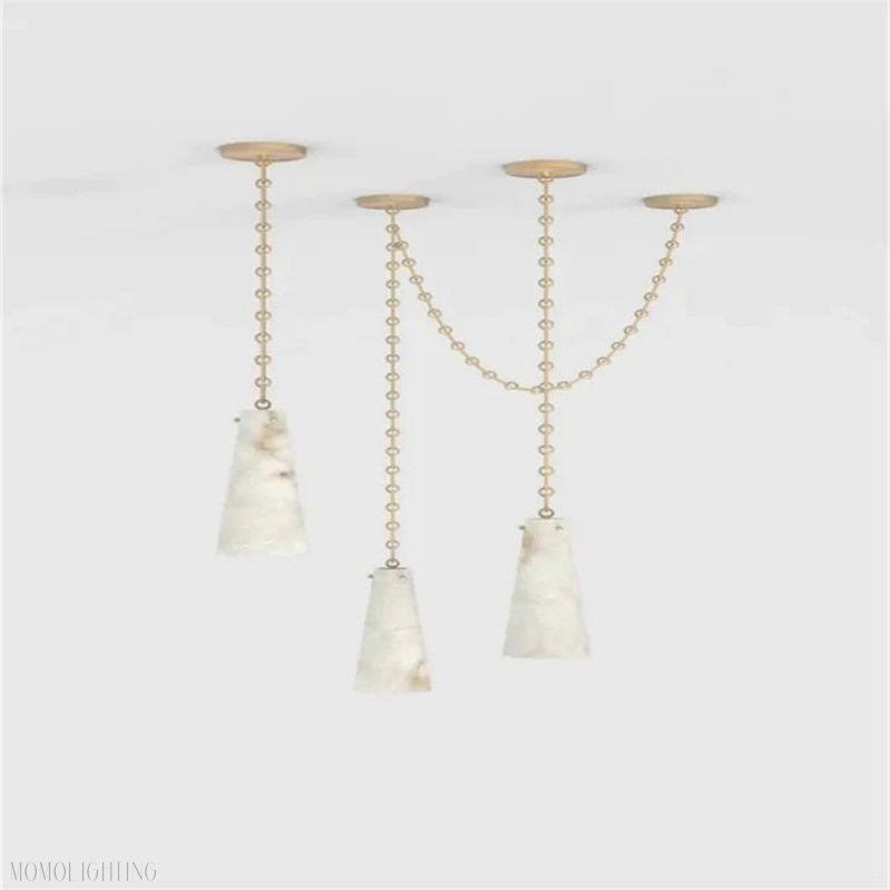 Luccas Contemporary Alabaster 3-Light Chandelier
